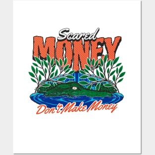 Vintage Scared Money Don't Make Money // Florida Swamp Blue & Orange Alligator Posters and Art
